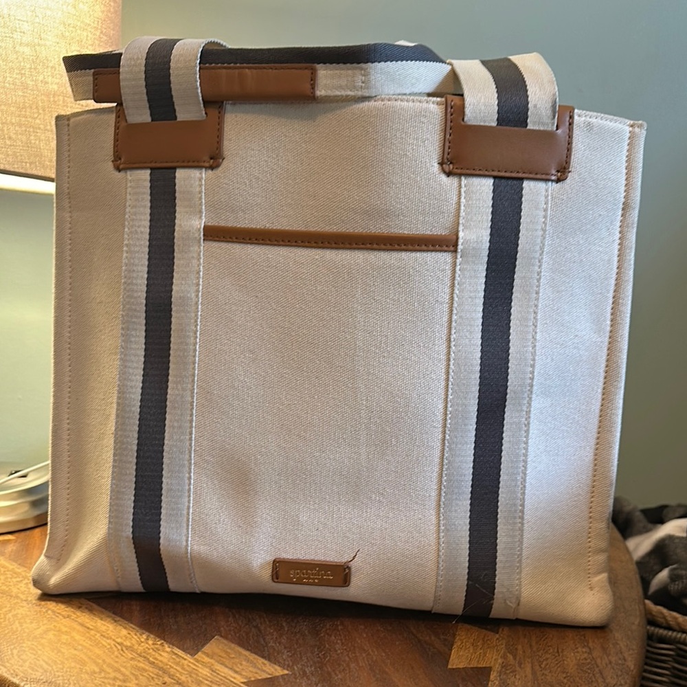 Spartina 449 Cream and Brown Charlie Tote